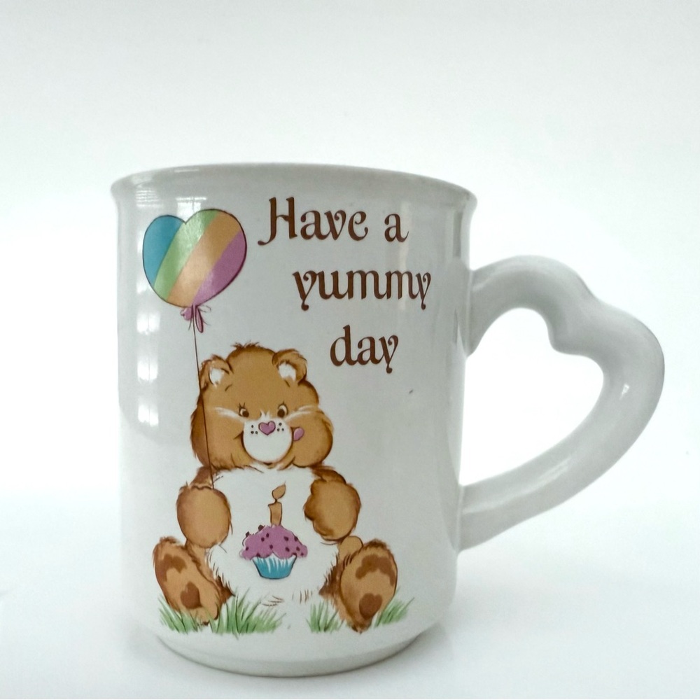 Vintage 80s kidcore whimsical Care Bears Coffee Mug HAVE A YUMMY DAY heart
